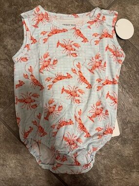 Kids' Light Blue Lobster Print One-Piece